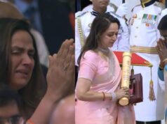 पद्म विभूषण सम्मान के दौरान भावुक हुईं हेमा मालिनी, अहाना की आंखों से छलके आंसू