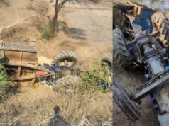 अवैध रेत ढुलाई के दौरान दर्दनाक हादसा : ट्रैक्टर पलटने से एक युवक की मौत, दो घायल