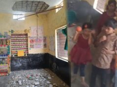 आंगनबाड़ी केंद्र में भरभराकर गिरा छत का प्लास्टर, टला बड़ा हादसा