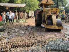 दुर्ग में शराब पर चला बुलडोजर! 33,920 लीटर से ज्यादा मदिरा की गई नष्ट